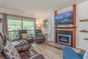 Comfortable living room for relaxing after a busy day of skiing or hiking