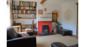 Living room with open fire