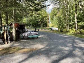 View of the large pull through driveway from the camp