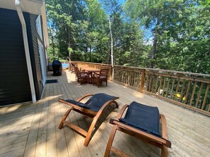 Lounge on the spacious, wraparound deck