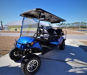 Brand new double seater golf cart onsite.  Additional nightly charge $65