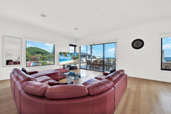 Cozy up for relaxation or entertainment in our stylish, airy living room