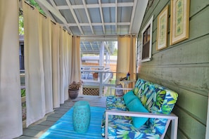 Peaceful deck with comfortable seating