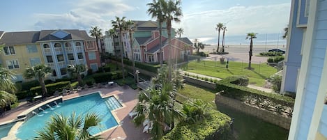 Our view of the beach & pool from the balcony 