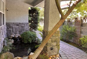 Shady private entry path to the front door