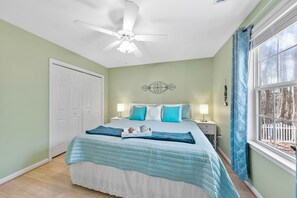 After a fun-filled day at the beach let this king size bed lull you to sleep. 