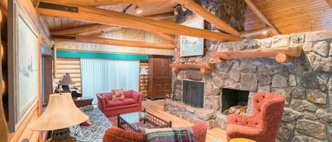 Sit around the charming stone fireplace in the family room and plan your upcoming adventures.