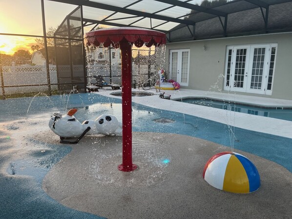 Themed Splash Pad at Sunset