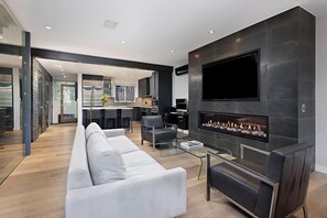 Oversize Gas Fireplace in Living Room