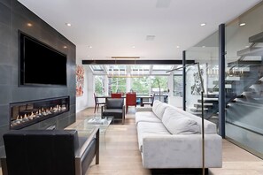 Oversize Gas Fireplace in Living Room