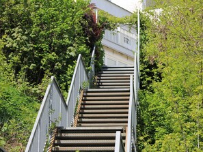 Building, Stairs, Plant, Tree, House, Slope, Grass, Wood, Shrub, Facade