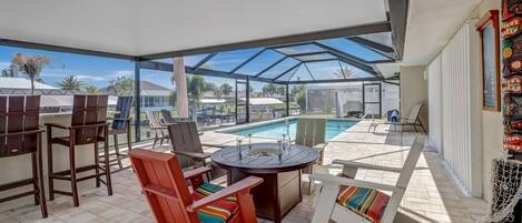 No sharing here - the private solar heated pool and outdoor living space are all yours to enjoy.