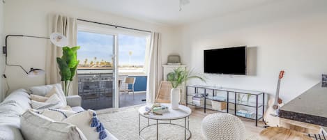 Living area with a costal feel.