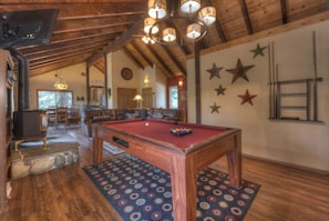 Open living area with pool table