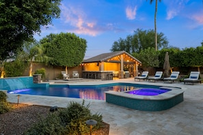 Outdoor Hot Tub, Pool, and Entertainment Area