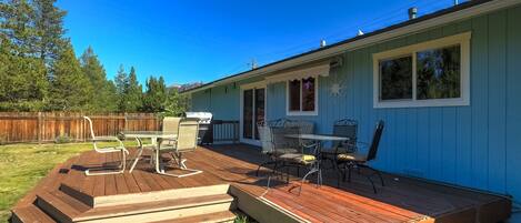 Backyard with BBQ and patio seating