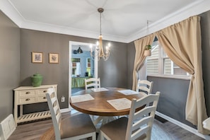 Stylish dining area central to the home.