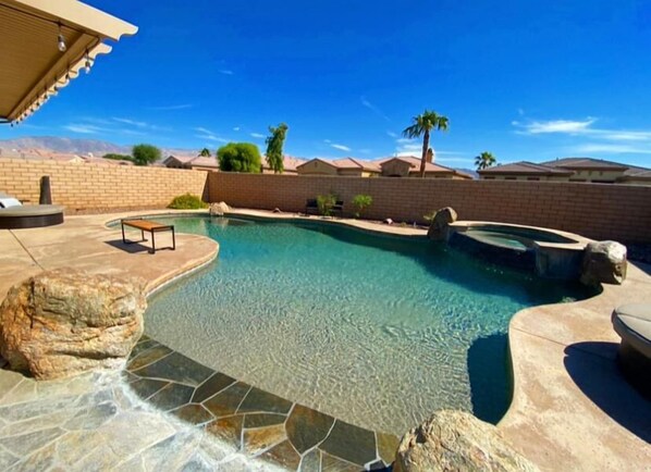 Tranquil beach style resort pool 