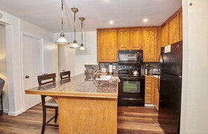 Room, Indoors, Hardwood, Kitchen Island, Flooring