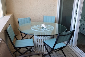 Our porch with dining room table. 