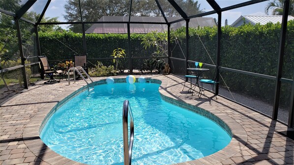 Come enjoy the private heated swimming pool at The Carefree Flamingo!