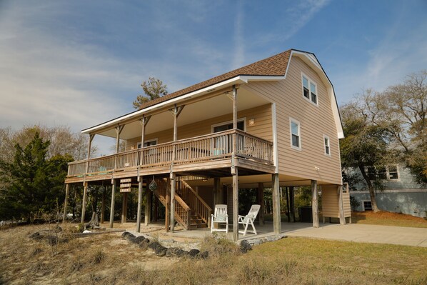 Relax on the large deck while listening to the ocean.