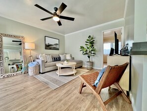 Ceiling fan, air conditioning/heater, wifi, and Roku TV with Netflix and Hulu
