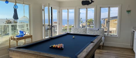 Pool table room with ocean view