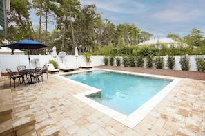 - Take a dip, then stretch out under the sun on one of the poolside loungers - Surrounded by vibrant greenery and complete privacy, this pool oasis is made for relaxing - Whether morning swims or moonlit dips, this pool has you covered