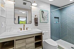 Recently renovated master bathroom.