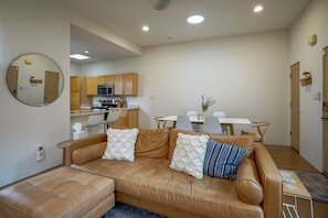 Spacious living room with Smart TV