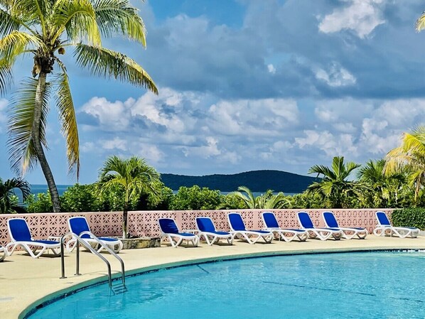 Pool of Coakley Bay condos with Gorgeous Caribbean Ocean Views