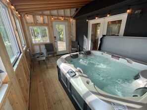 Relax your muscles under the hot tub jets.