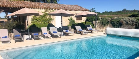 Private saltwater pool with a security cover