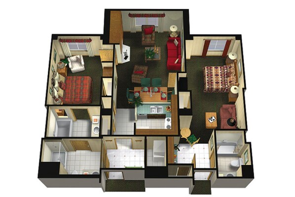Floorpan for the 2 Bedroom Villa