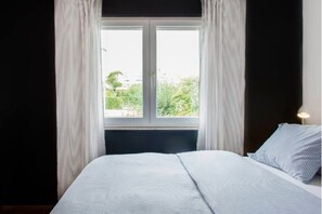 Bedroom with blackout shutters