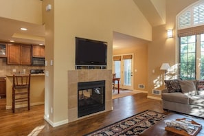 Dual Sided Fireplace and Flat Screen TV