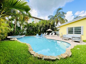 Beautiful back yard, heated salt water pool