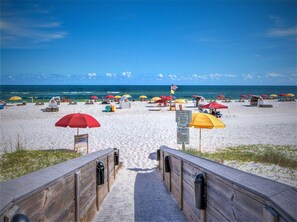 View of the beach from the complex boardwalk