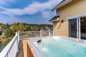 Master Bedroom Patio w/ Hot tub and View of River: Holy Cow Downtown Riverfront
