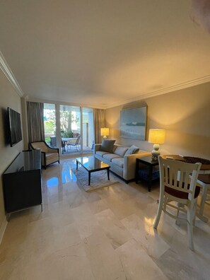 Sliding glass doors to your private patio. Pool outside your private patio gate