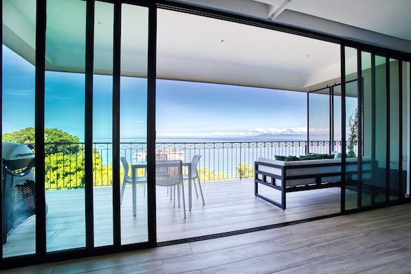 Spacious private balcony with ocean view