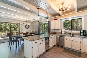 Bright colors and numerous windows keeps the main floor open and airy