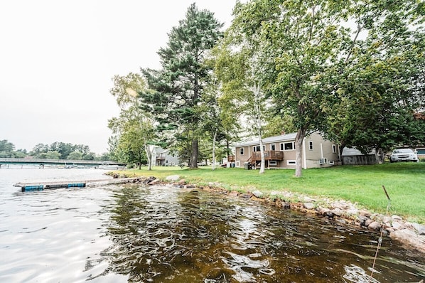 View of Cozy Keyes Cottage from the beautiful Cobbossee Lake 