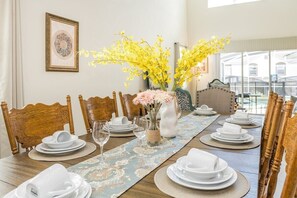 View of the set dining table