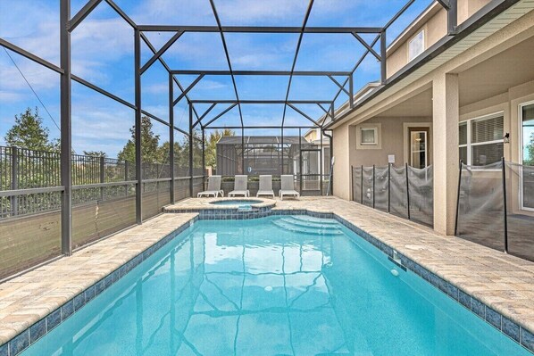 View of pool and spa area