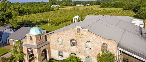 Aerial view of the winery, just steps away from the Treehouse.