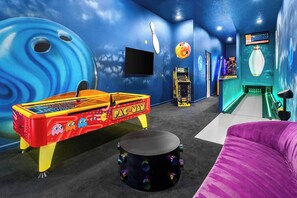 Arcade w/ Bowling Alley, Air Hockey Table and Basketball Game