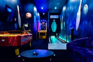 Arcade w/ Bowling Alley, Air Hockey Table and Basketball Game