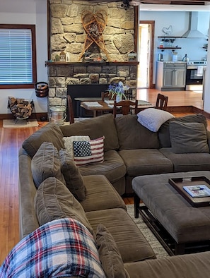 Great room with fireplace